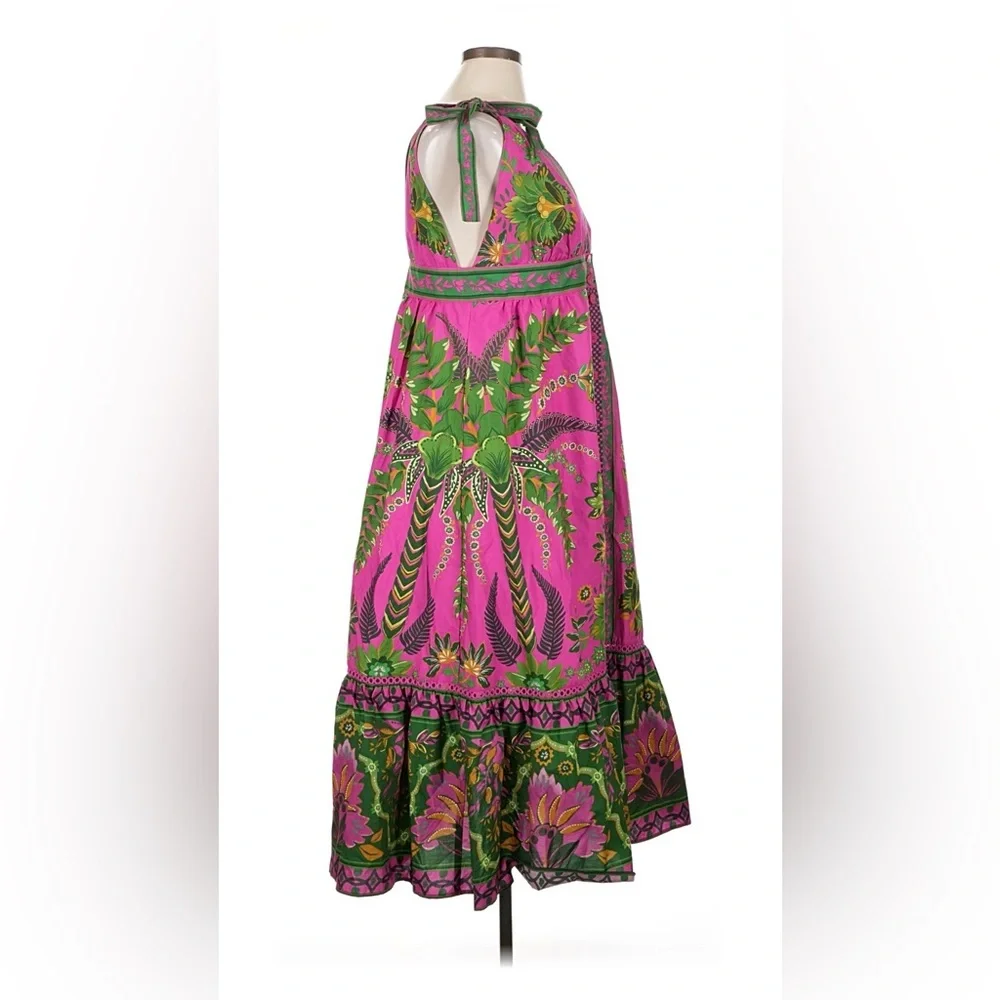 🌺 Farm Rio Ana Tapestry Sleeveless Dress, NWT, pink green bold summer midi dress - Picture 9 of 12